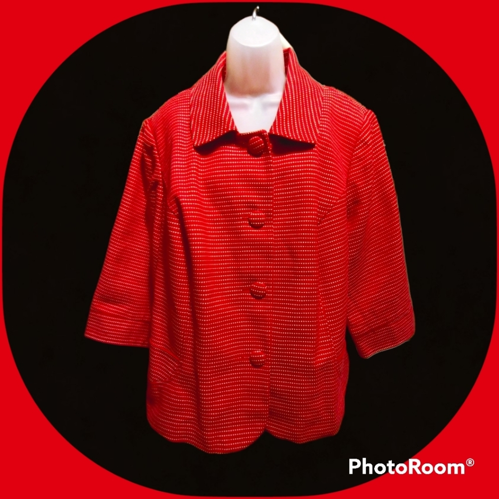 NWT Lane Bryant ¾ Sleeve Lady's Red and Taupe Button Down